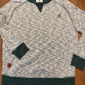 Kangol Men's Heather Gray and Forest Green Crewneck Sweater